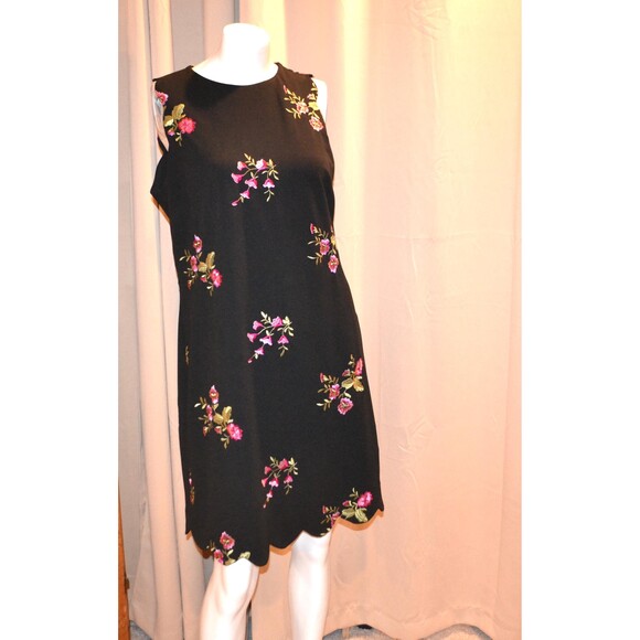 Vintage Dress A-line Black with Floral Embroidery - Picture 1 of 6